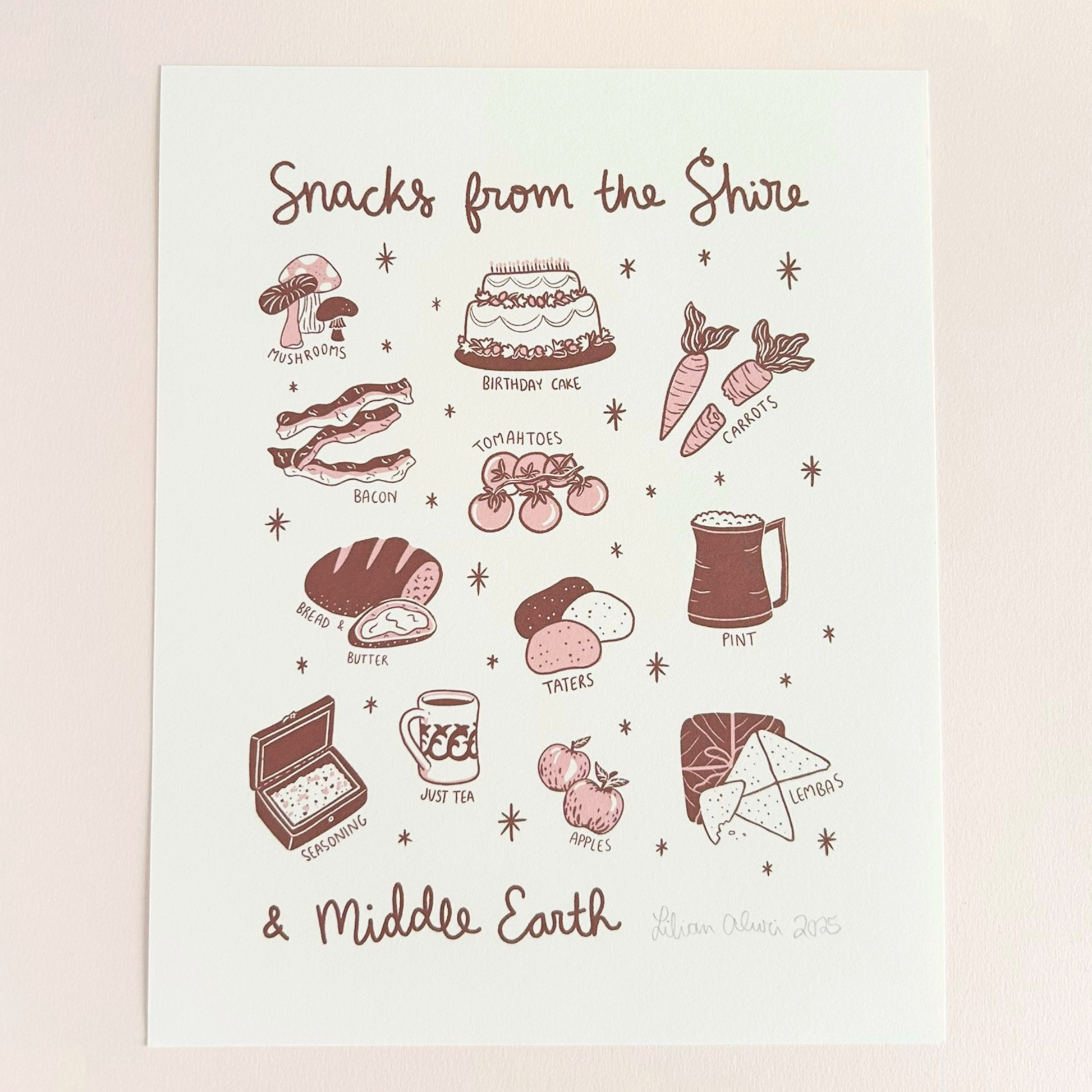 Illustration of snacks from Middle Earth on a light background