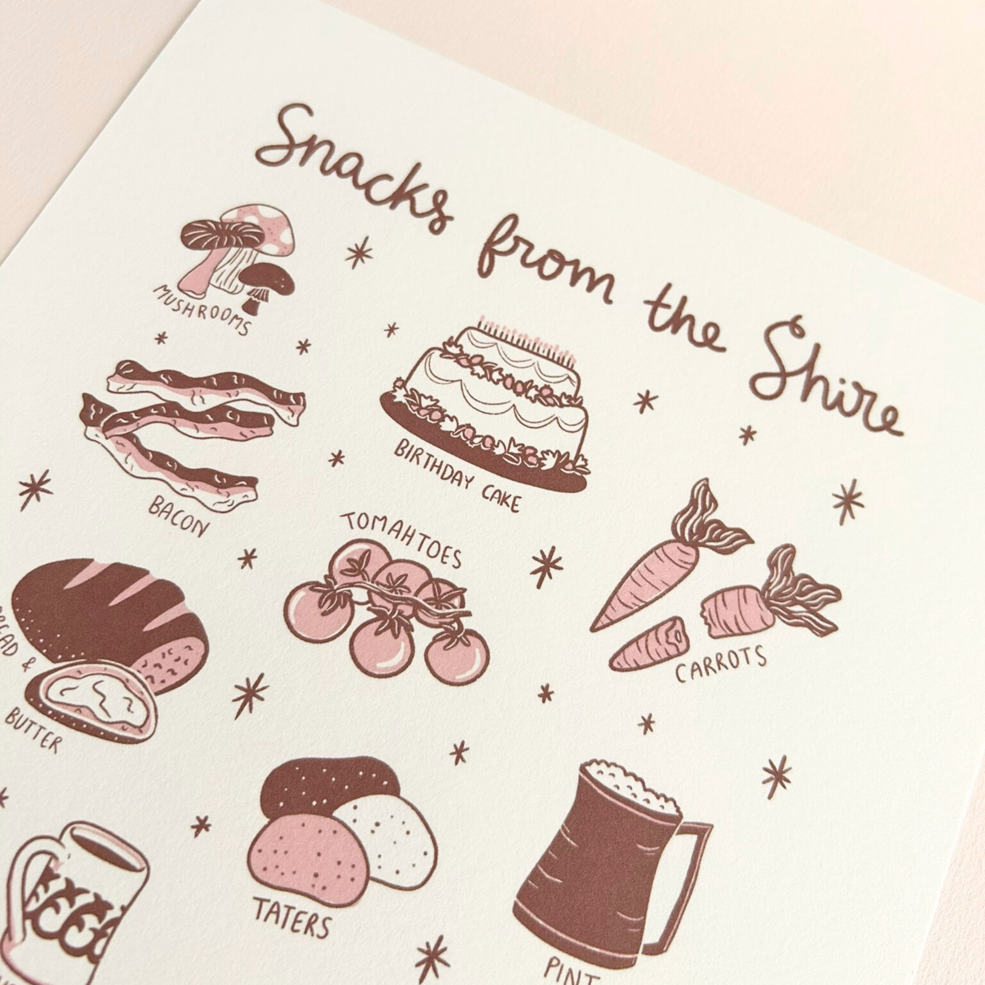 Illustration of snacks from Middle Earth on a light background