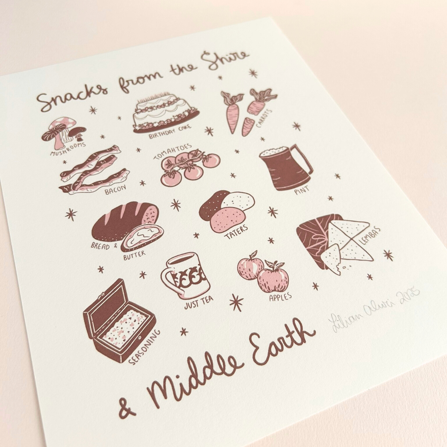 Illustration of snacks from Middle Earth on a light background
