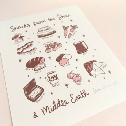 Illustration of snacks from Middle Earth on a light background