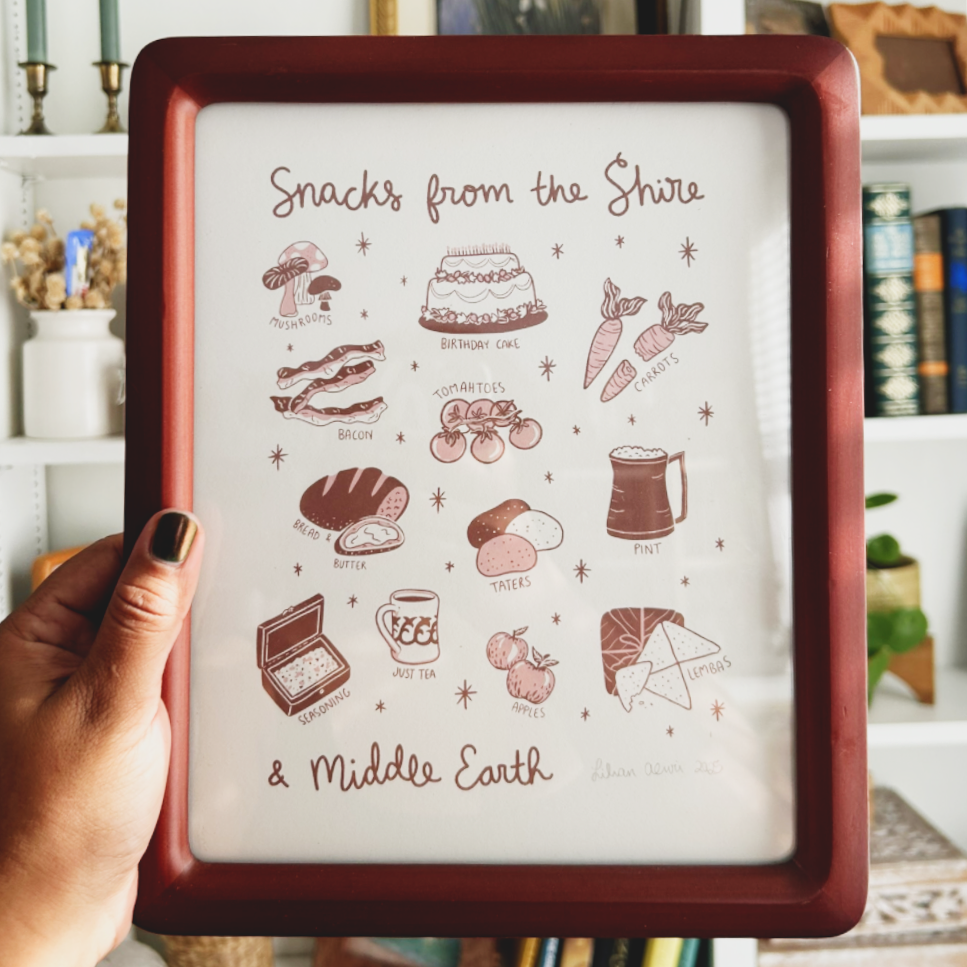 framed Illustration of snacks from Middle Earth on a light background