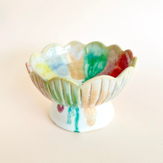 Small Rainbow Pedestal Bowl (Seconds Sale)